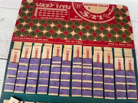ヴィンテージ チケットボード×5 プルタブくじ/ゲームチケット Vintage Game Coupons - 5 Bundles - Pull Tab Gambling Lottery