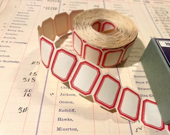 Vintage original Dennison-etiketter - 10 etiketter - INTE rullen, INGEN låda, Gummerade kontorsetiketter, Ephemera för skräpjournal