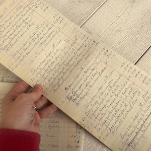 Páginas antigas de Tall Ledger manuscritas, itens de diário vintage, Scrapbooking, década de 1900, 10 folhas