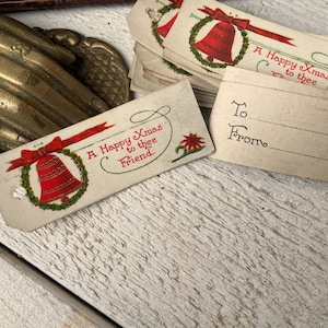 Cartões-presente e etiquetas vitorianas, Natal antigo, itens vintage originais, papéis para diário e artesanato