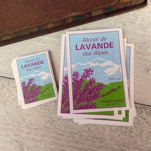Etichette vintage per profumi francesi, pubblicità a tema natura delle Alpi, materiale per scrapbooking, 10 fogli, 2 misure incluse