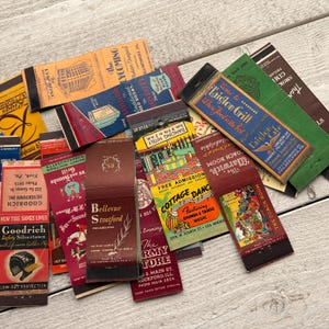 Capas de livros de fósforos vintage, anos 1930-1950, itens essenciais para diário de lixo e scrapbooking - 5 ou 10 folhas aleatórias