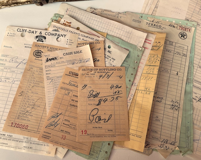 Vintage Gas Station Receipts Aged Used Store Receipts Large Bundle