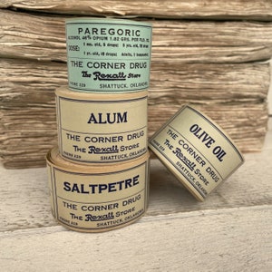 Antique blue pharmacy labels set, Apothecary ephemera, Label assortment for scrapbooking, Junk journaling, 14 labels