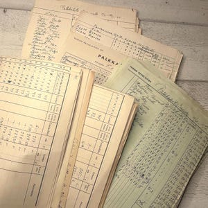 Vintage finnische Geschäft Gehaltsliste Set, Papiersortiment für Junk Journal, ZUFALLSauswahl von 15 Blättern