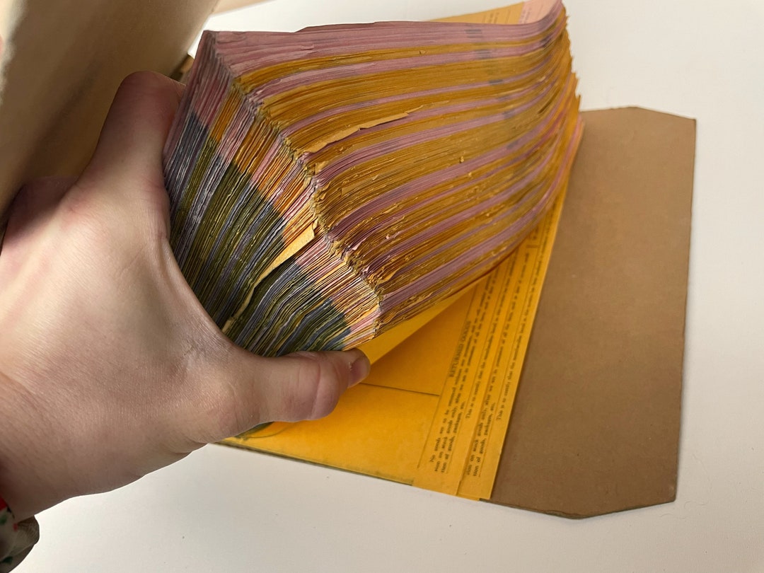 1940s Invoice Binder, Marbled Cover, Hundreds of Business Papers for