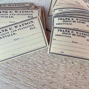 Vintage unused Rx apothecary labels - 10 sheets - Gummed pharmacy label, Ephemera junk journals