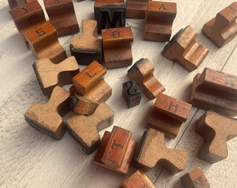 ONE Vintage Wooden Stamp, Alphabets Letter, Rubber stamp for junk journal and scrapbooking, Old worn original, Please READ