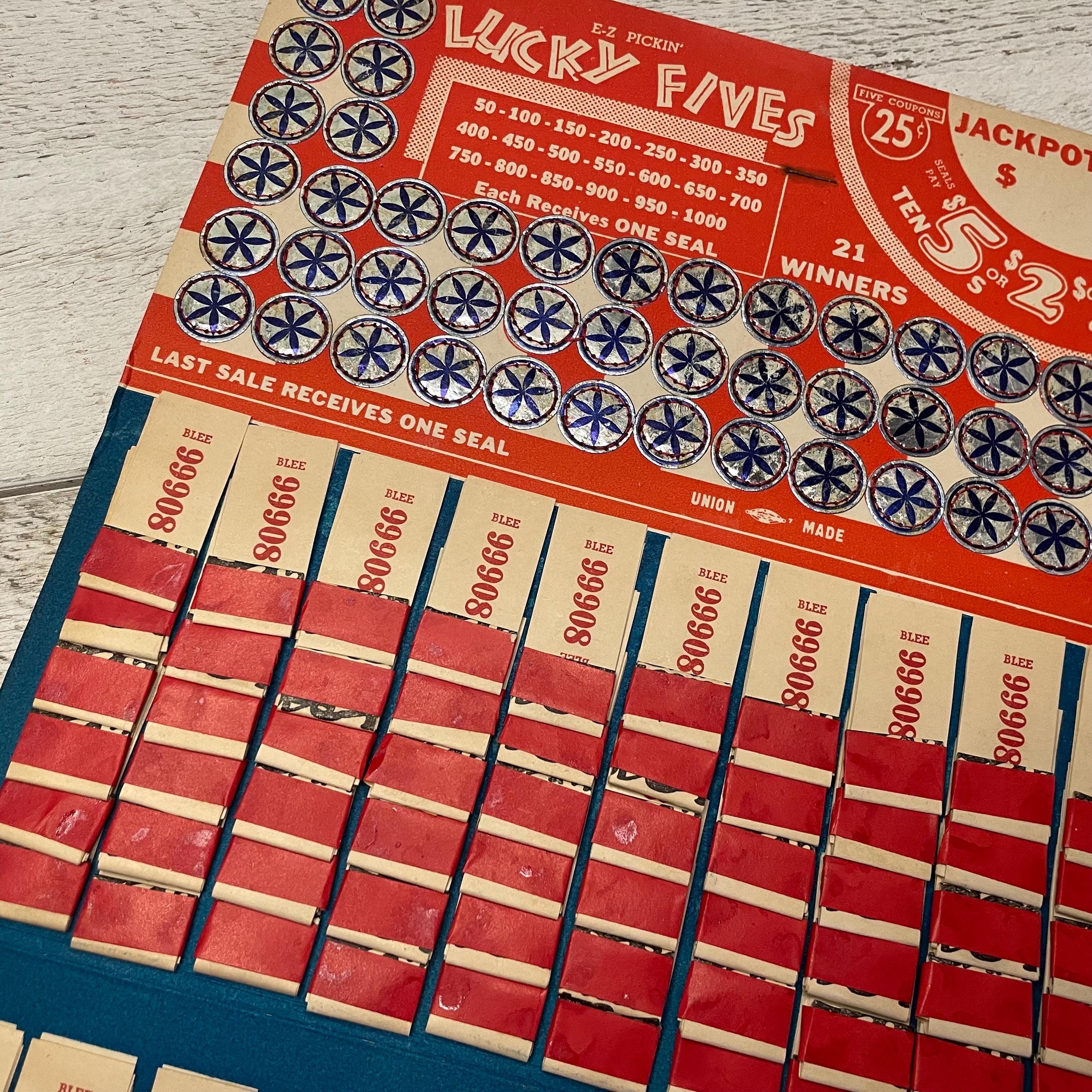 Vintage Game Coupons, Pull Tab Gambling Lotto Tickets, Ephemera