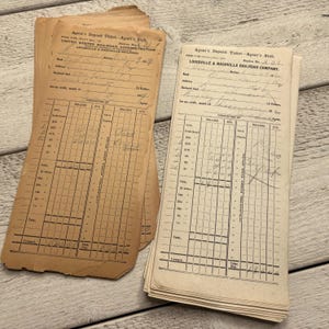 Moduli per treni antichi - 6 fogli - Bollettini di trasporto merci ferroviari, Per diario di posta indesiderata, Effimere vintage, colori misti