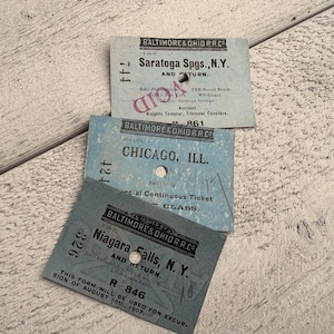 Antique blue Train tickets - 6 small sheets - Railroad transport, Junk journal ephemera