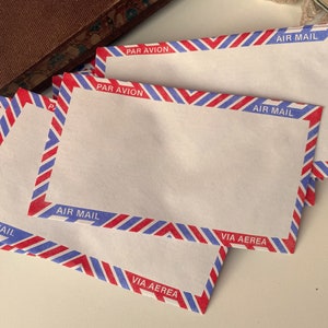 Sobres de correo aéreo antiguos sin usar con solapas pegadas, correo postal, efímeras de diario basura, 10 unidades