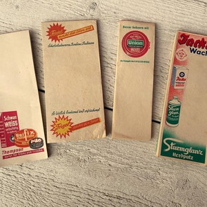 Fogli di promemoria pubblicitari d'epoca, carta per appunti olandese di piccole dimensioni, effimera per diario di scarto, 8 fogli