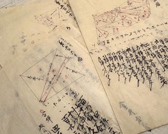 Fogli di carta Washi giapponese antica: (10 fogli), disegni realizzati a mano, materiale effimero per junk journal