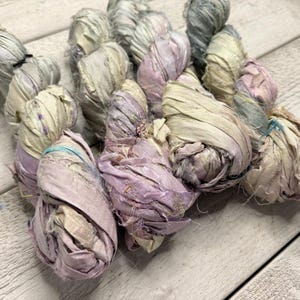 Nastro di seta Sari, «Pastelia» 3 / 6 / 10 yards, Sari indiano riciclato, nastri per diario o gioielli