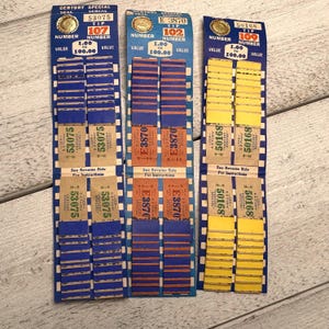 Kupony na stare gry - 6 kuponów - Losy loterii hazardowej z zakładką, Ephemera do scrapbookingu, NIE plansze