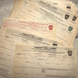 Moduli per il trasporto merci delle ferrovie d'epoca - 6 fogli - Diario di viaggio Ephemera, Carta sottile