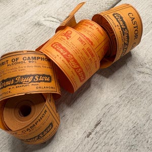 Juego de etiquetas de farmacia antiguas de color naranja, década de 1910-1920, efímeras de boticario, para scrapbooking, Halloween, Junk journaling, 9 etiquetas