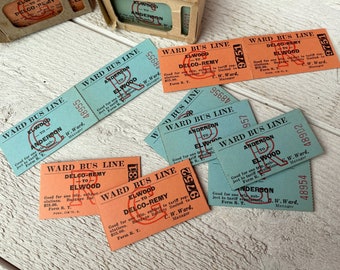 228　ロールチケット　ヴィンテージ　4個　匿名配送 Vintage Bus Tickets - 10 Doubletickets - Transportation