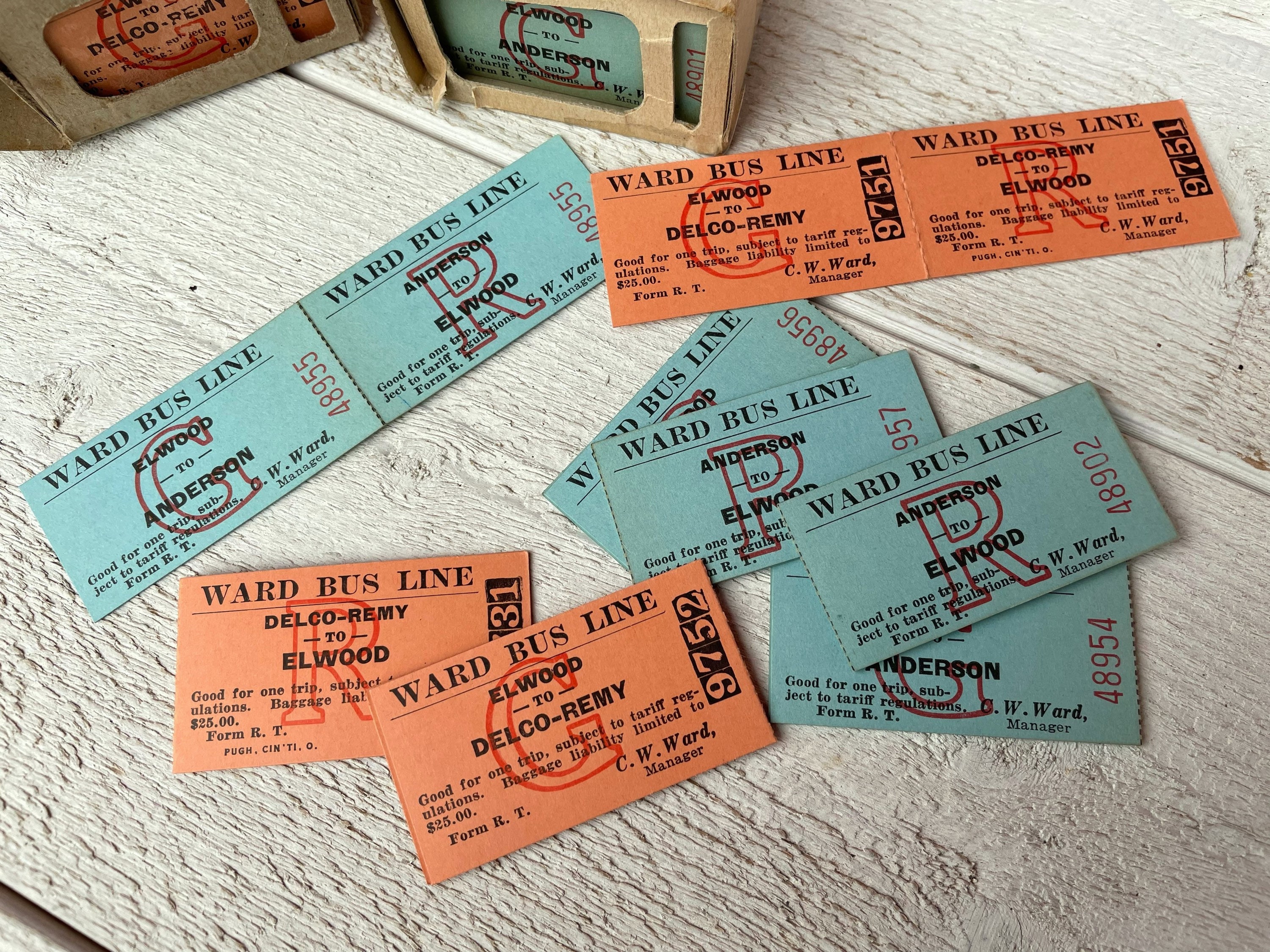Vintage Bus Tickets - 10 Doubletickets - Transportation Vintage Bus Tickets - 10 Doubletickets - Transportation