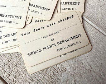 Vintage announcement cards, Police property check, Card for scrapbooking, Ephemera, Junk Journaling, 10 sheets