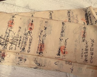 Antique Japanese handwritten paper, Thin Washipaper tall notebook pages, For junk journal, Random pick