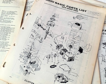 Vintage mechanical ephemera for junk journal, Technical engine catalogue with illustrations, Industrial for Masculine or Steampunk crafts