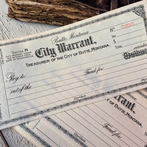 Antique warrant receipts, Vintage certificate, Scrapbooking ephemera, Junk journal papers, Unused, 5 sheets