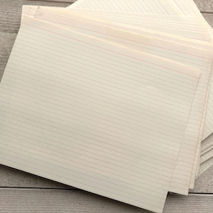 Schede indice vintage a righe grandi - 5 fogli - Cartoncino, Materiale effimero per diario spazzatura