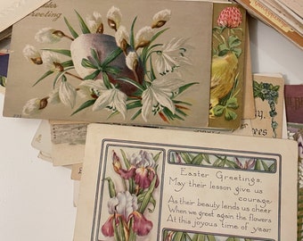 Antique easter post cards, Vintage early 1900s card, Ephemera for junk journal, Choose religious or non-religious