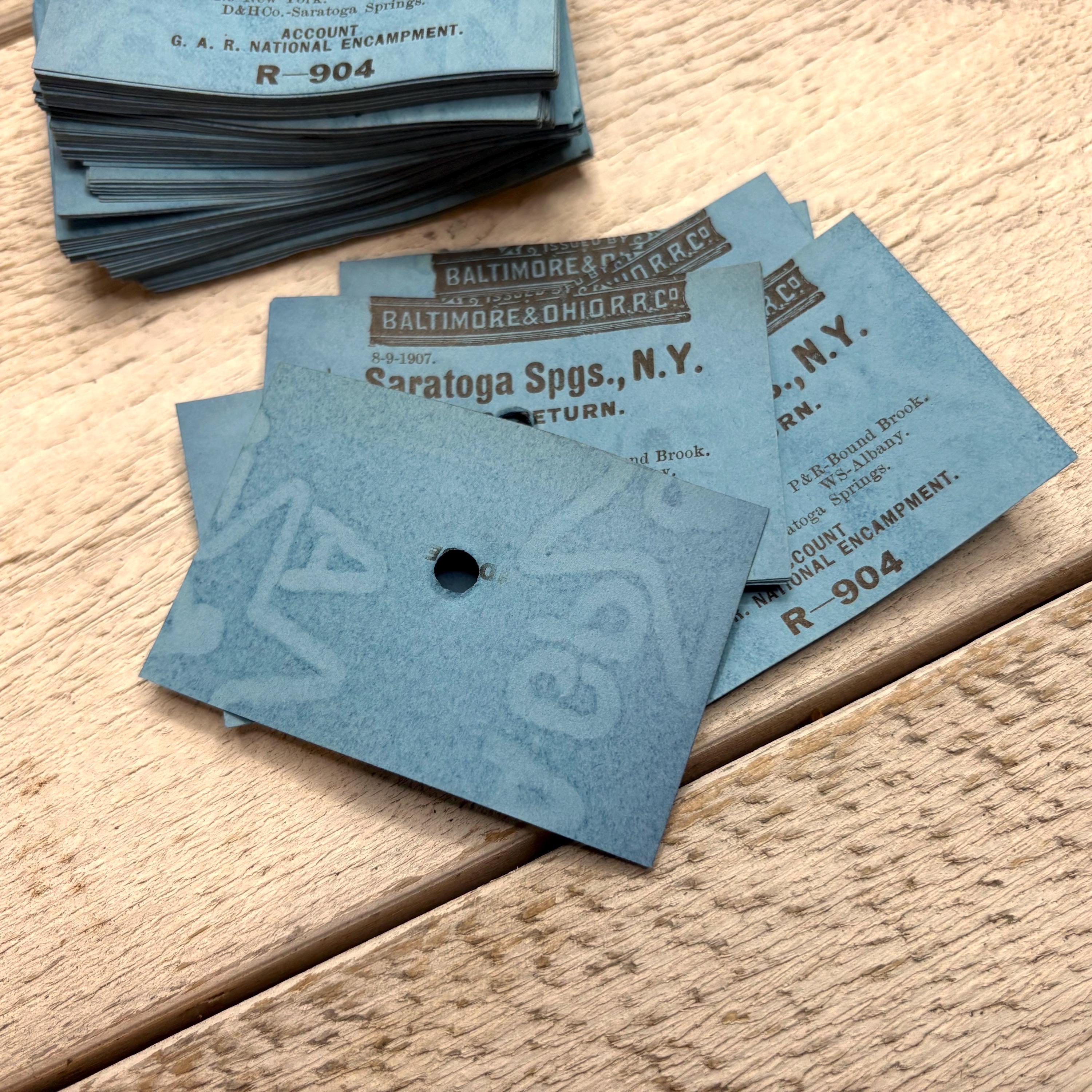 Antique Blue Train Ticket - 5 Small Sheets - Railroad Transport