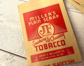 Vintage paper bag, Ephemera organizer, Tobacco bags unused, Junk journal pocket, Tobaccoania, 5-100pcs