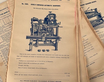 Antique Machinery Catalogue pages, Vintage Industrial Techinal Mechanical, Junk journal ephemera, 5 random sheets