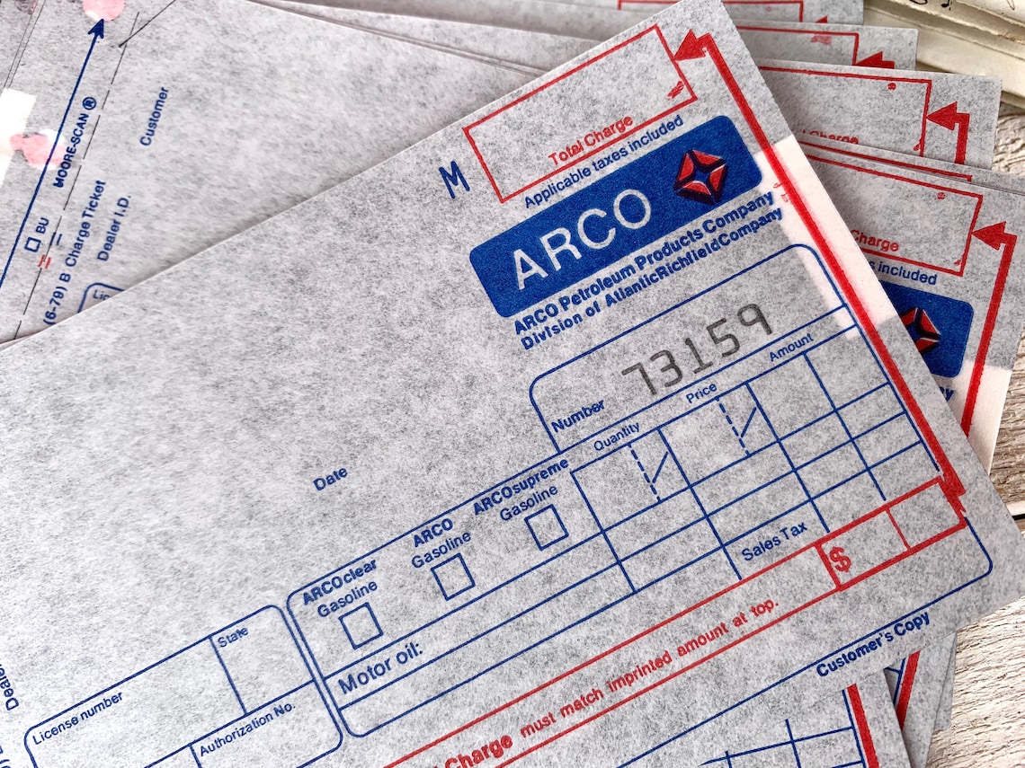 Vintage Gas Station Receipts Duplicate Receipt With Carbon Etsy