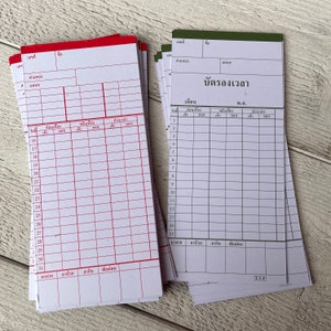 Thailändische Zeitkarten für Arbeiter, Moderne Ephemera für Scrapbooking und Journaling, Monatliche Aufgabenliste, 6 Karten