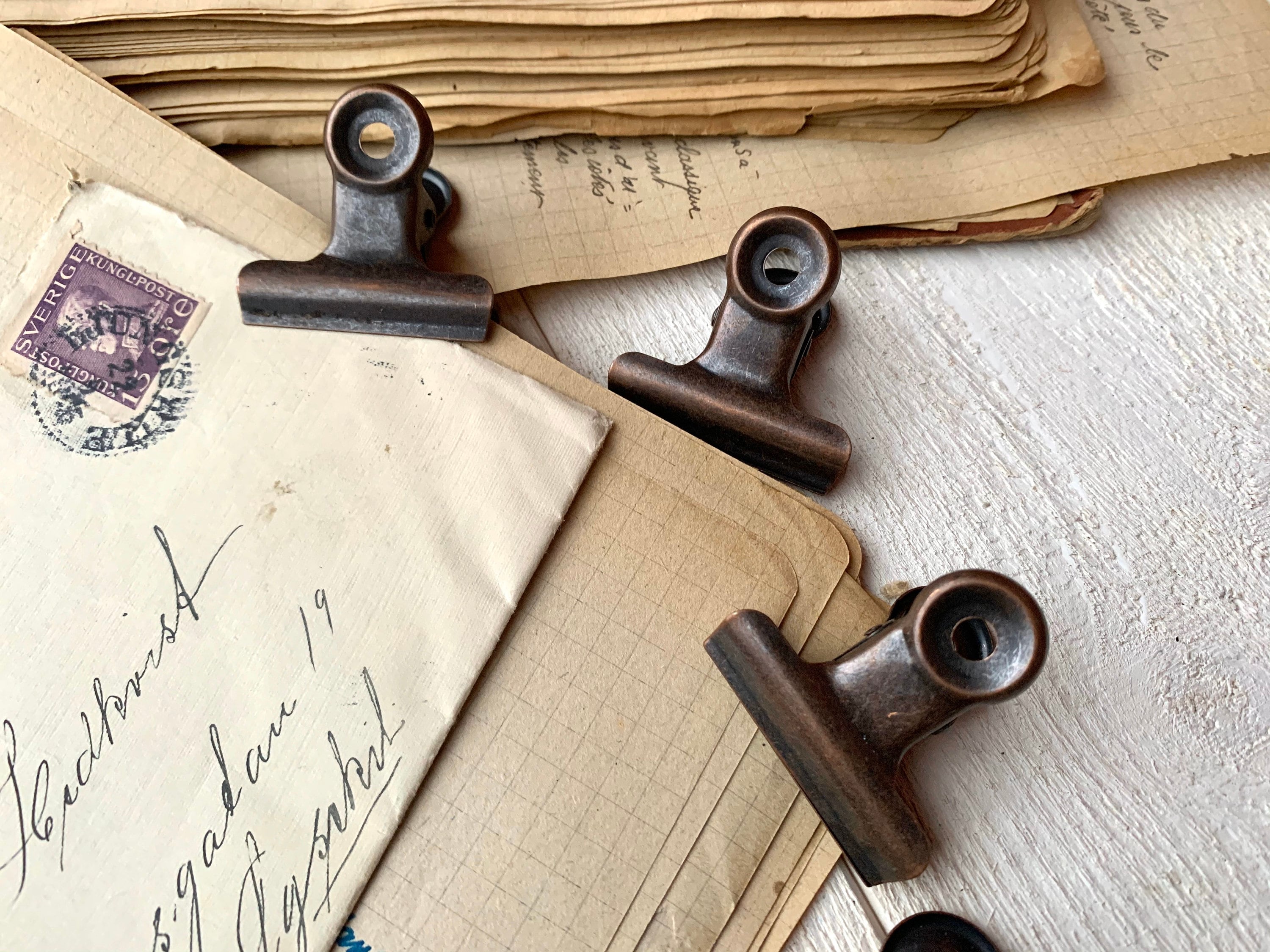 Paper clips 8 pcs medium size Antique bronze color Bulldog Etsy