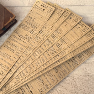 Biglietti del treno d'epoca, biglietto cartaceo grande, materiale effimero delle ferrovie antiche per l'artigianato, diario di spazzatura, biglietto alto in 7 parti