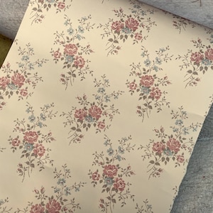 Carta da parati vintage, larghezza 10 pollici tagliata su misura, motivo floreale color crema, per diario spazzatura e scrapbooking
