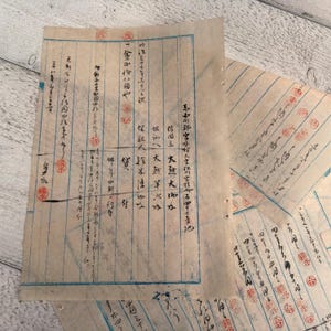 Carta da appunti giapponese d'epoca scritta a mano - 10 fogli - Fogli contabili, Carta sottile, effimeri d'epoca per diario di scarto