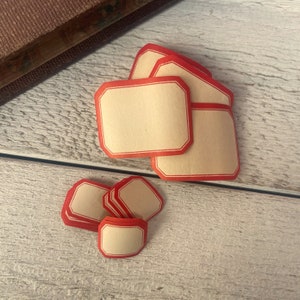 Vintage gummed labels, Dennison office label, Red border, Ephemera for junk journals and crafts, 10 sheets