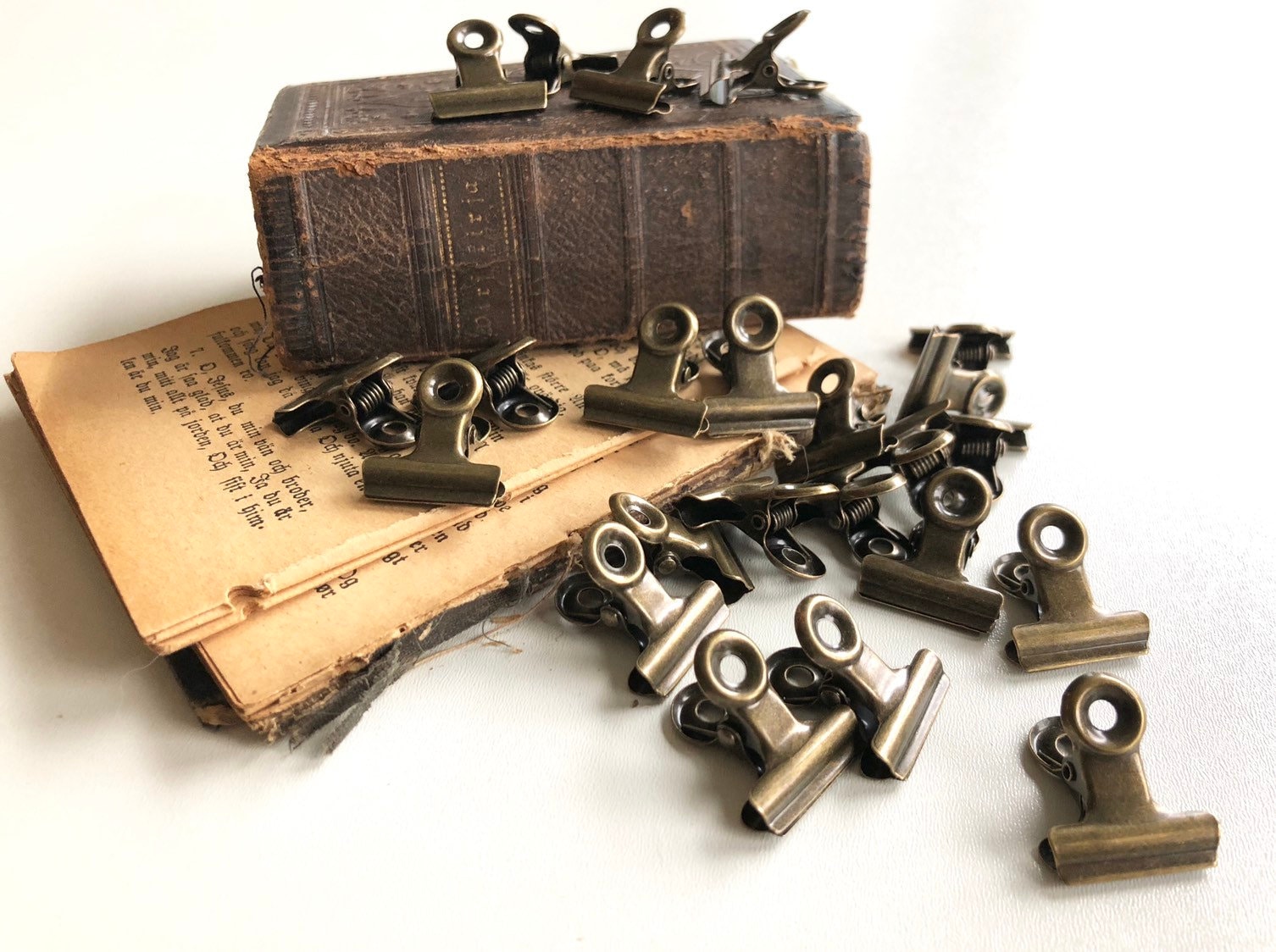 Mini paper clips Antique brass finish Planner clip Vintage Etsy