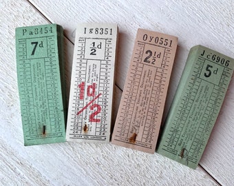 billets de bus vintage au Royaume-Uni, billet Tall punch, éphémères de voyage, journalisation indésirable, 8 feuilles en ensemble