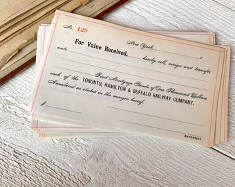 Antique bond certificate receipts, Vintage ephemera for Junk journal, Original old 1910s