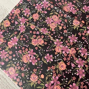 Carta da regalo vintage, carta da regalo, tema fiori neri, per diario spazzatura, materiale effimero per scrapbooking