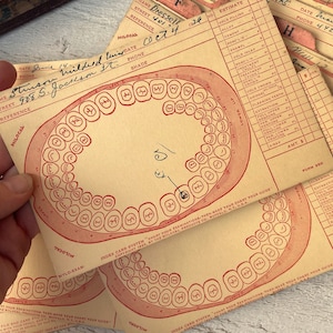 Vintage Karteikarten aus den 1920er-1940er Jahren, Zahnarzt Ephemera, Zahnkarte, Ephemera für Junk Journal, 5 Blatt