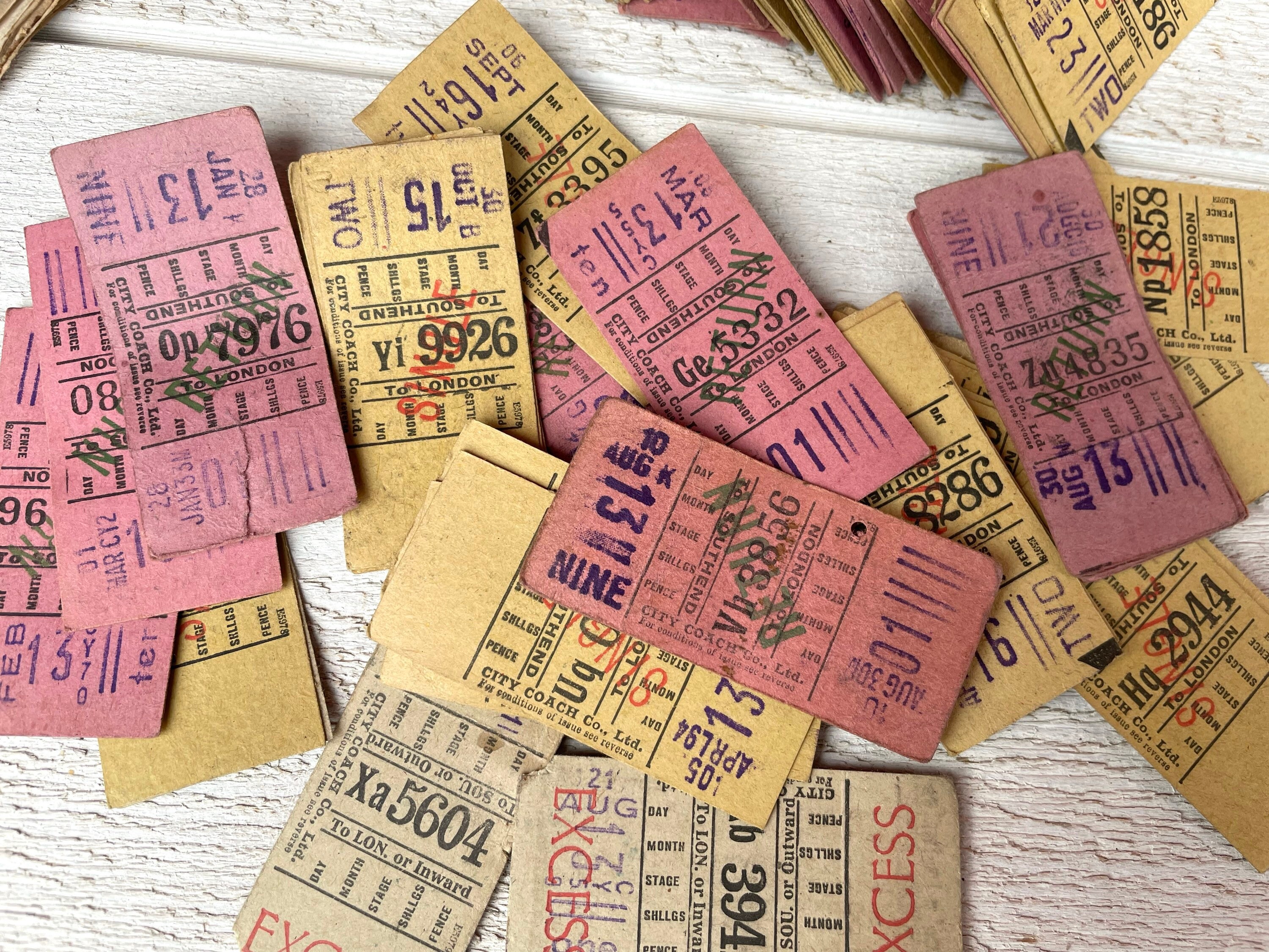 vintage used bus tickets transportation tickets uk punch etsy