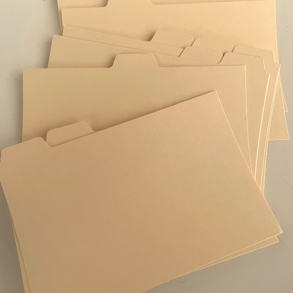 Vintage beige index divider cards, 4x6 inch unused, Junk journal ephemera, 5 sheets