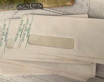 Antique unused advertisement envelopes, with window, NOS envelope, For junk journal ephemera, 5 pcs