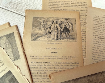 Antique French religious pages 1800s, Vintage Christian book pages, Junk journal ephemera, Mixed media, Scrapbooking