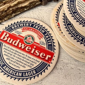 Posavasos vintage, cerveza Budweiser, anuncio de cartón, para diario basura, scrapbooking, 7 hojas